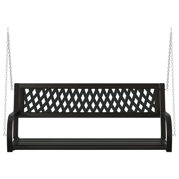 vidaXL Garden Swing Bench Black Steel and Plastic Medium Durable