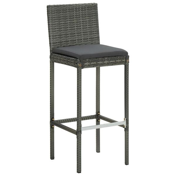vidaXL Garden Bar Set Gray PE rattan Medium Footrest Garden Bar Set