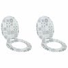 vidaXL WC Toilet Seats 2 pcs with Soft Close Lids MDF Porcelain Design (2x143934)
