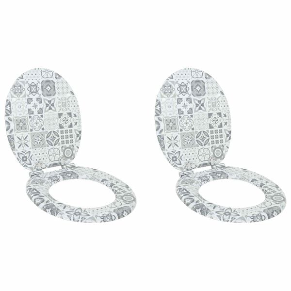vidaXL WC Toilet Seats 2 pcs with Soft Close Lids MDF Porcelain Design (2x143934)