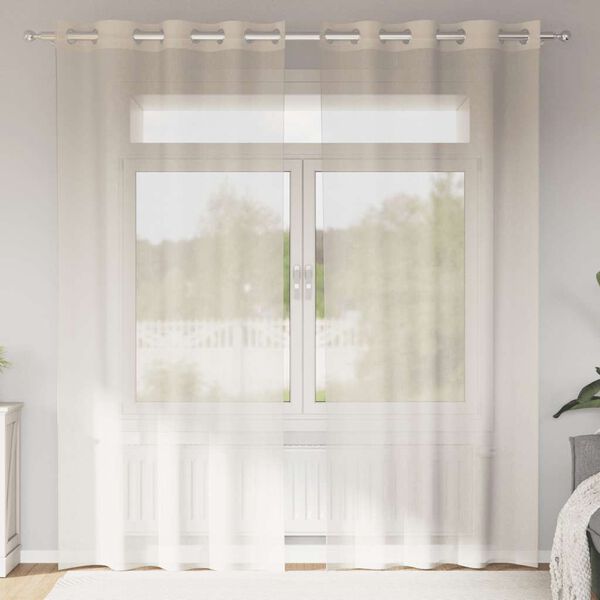 vidaXL Voile Curtains with Grommets 2 pcs Cream 55.1x96.5"