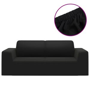 vidaXL Couch Slipcover Black 100% Polyester jersey 2-Seater