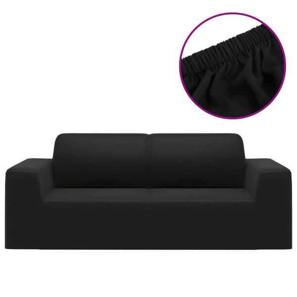 vidaXL Couch Slipcover Black 100% Polyester jersey 2-Seater