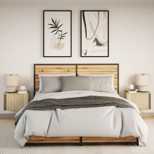 vidaXL Wall-mounted Bedside Cabinet Set of 2 Sonoma Oak Engineered wood