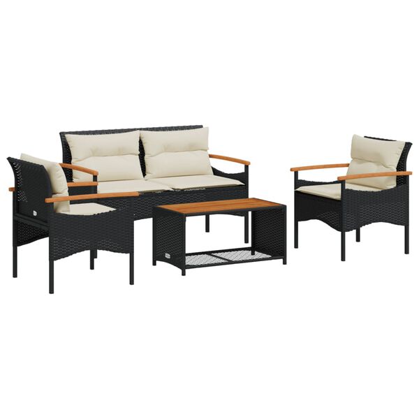 vidaXL Garden Sofa Set Black