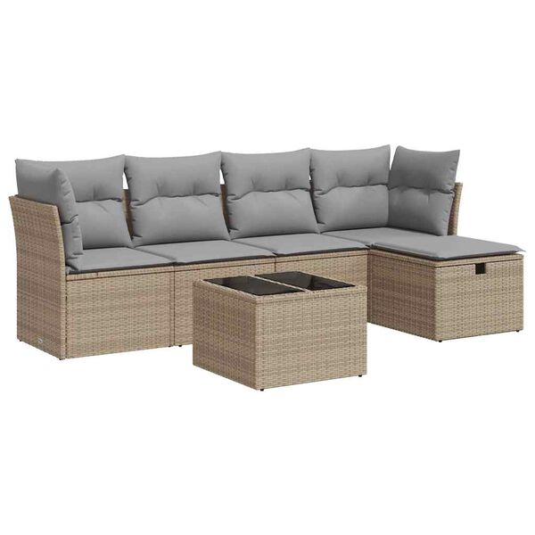vidaXL Garden Sofa Set Beige PE rattan Large Modular Garden Sofa Set