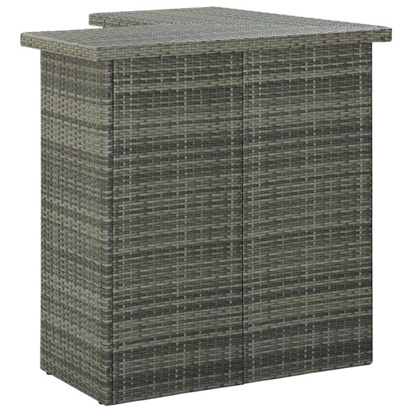 vidaXL Garden Bar Set Grey Poly rattan, powder-coated steel, 100% polyester