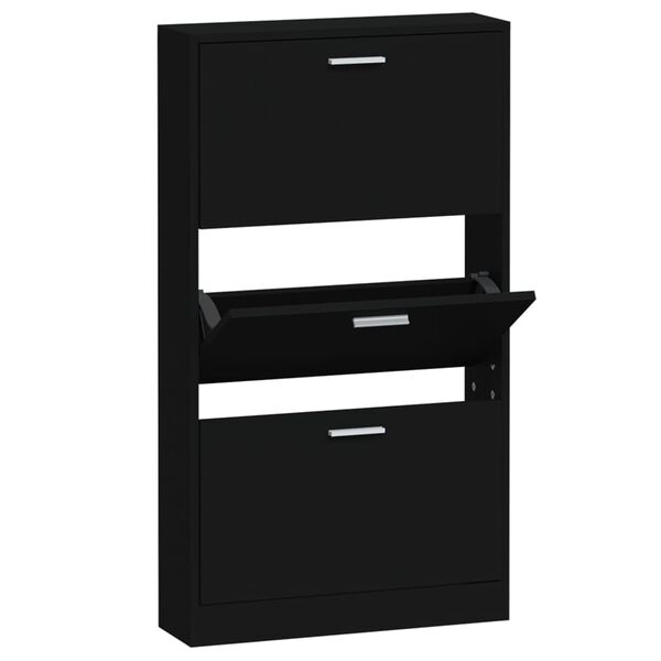 vidaXL Shoe Cabinet Black Engineered Wood Standard Shoe Cabinet