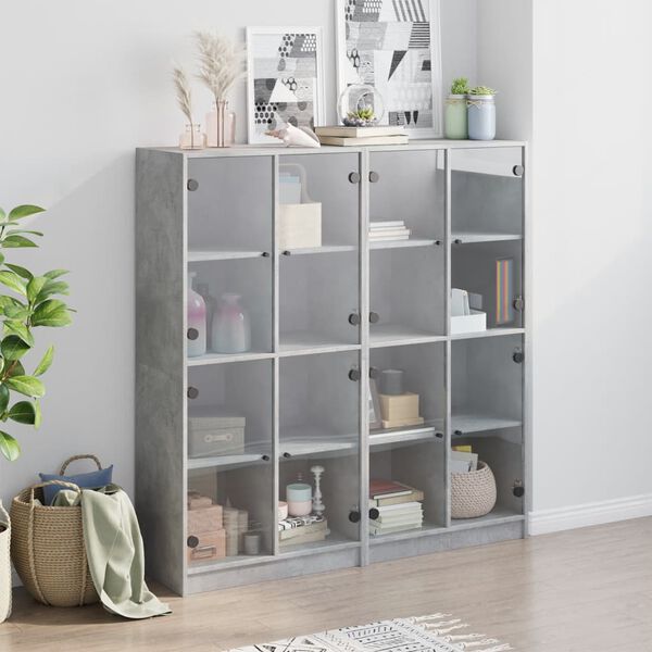 vidaXL Bookcase Concrete gray Engineered wood Large Bookcase