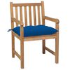 vidaXL Patio Chair Set of 4 Natural Teak, Blue Solid Teak Wood, Polyester