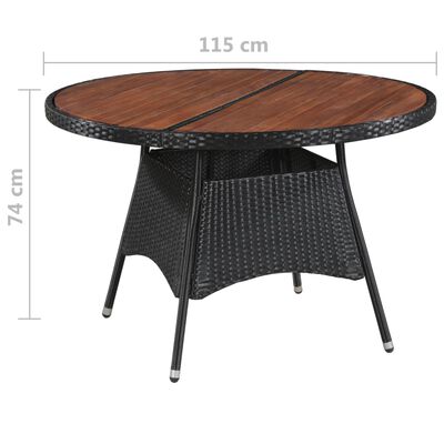 vidaXL Patio Table 45.3"x29.1" Poly Rattan and Solid Acacia Wood