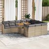 vidaXL Outdoor Sofa Set Beige, Light Grey PE Rattan Large