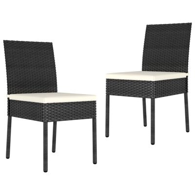 vidaXL Patio Dining Chairs 2 pcs Poly Rattan Black