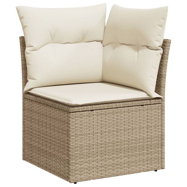 vidaXL Garden Sofa Set Beige Poly Rattan, powder-coated steel, polyester