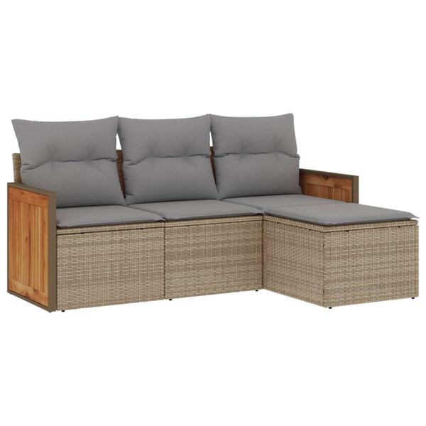 vidaXL Garden Sofa Set Beige for the rattan, Light grey for the cushions