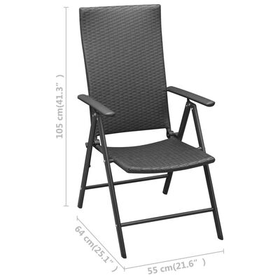 vidaXL Patio Chairs 4 pcs Poly Rattan Black