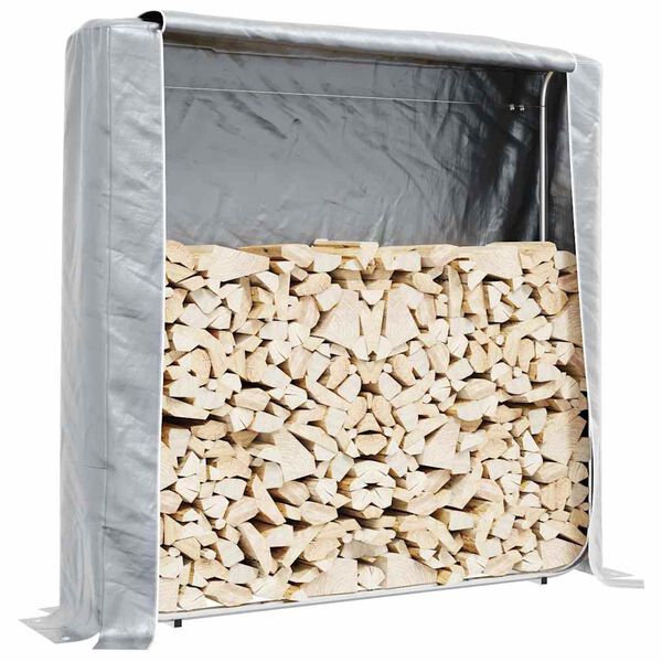 vidaXL Firewood Rack with Rain Cover 59.1x9.8x59.1" Galvanised steel