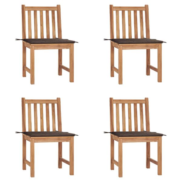 vidaXL Patio Chair Set of 4 Natural teak Teak wood, Polyester Standard