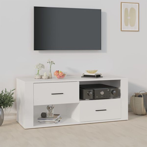 vidaXL TV Cabinet White Engineered Wood Standard Doors TV Cabinet