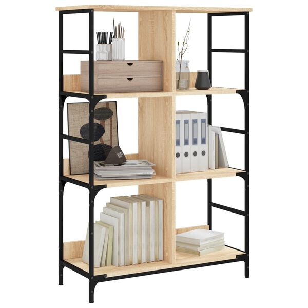 vidaXL Bookshelf Sonoma Oak Engineered wood, steel 30.9 x 13.0 x 46.3 in