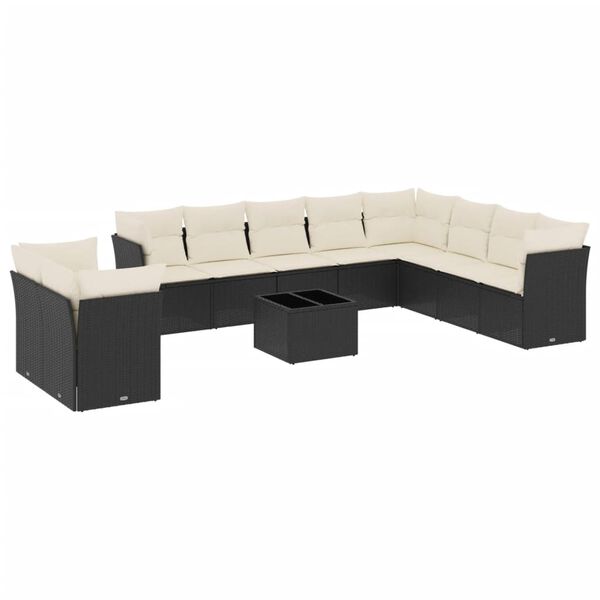 vidaXL Garden Sofa Set Black and Cream