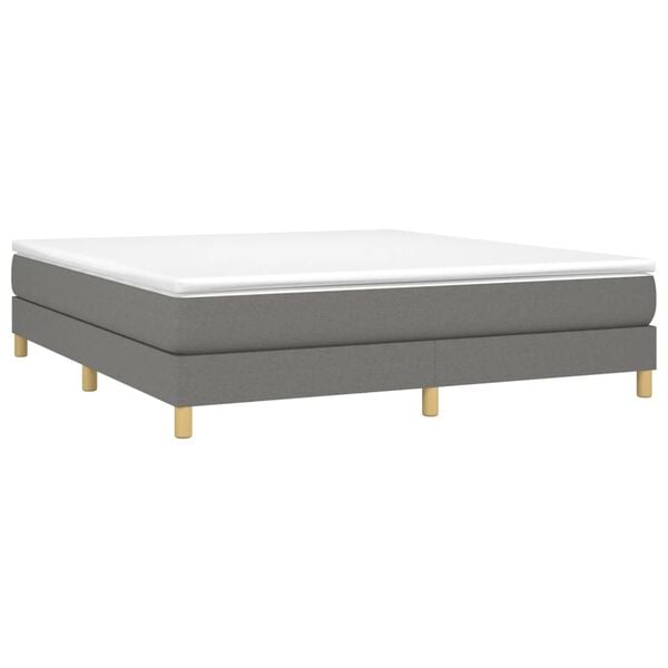 vidaXL Bed Frame Dark Gray Polyester, Plywood, Engineered Wood King