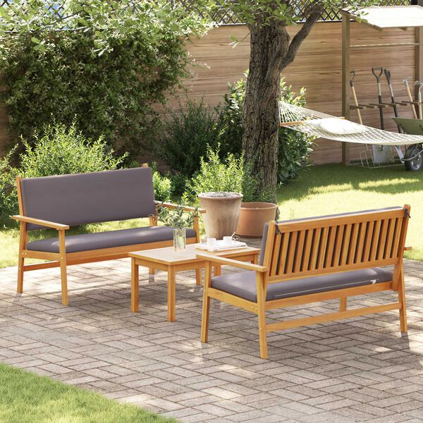 vidaXL Garden Sofa Set 3 pcs Brown 47.24 x 25.79 x 31.10 in