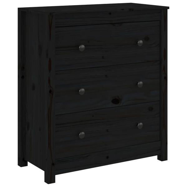 vidaXL Sideboard Black Solid pine wood 27.6 x 13.8 x 31.5 in Sideboard