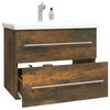 vidaXL Sink Cabinet Smoked Oak Engineered Wood Medium Bathroom Cabinet