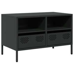 vidaXL TV Cabinet Black Cold-rolled steel Medium Adjustable Feet