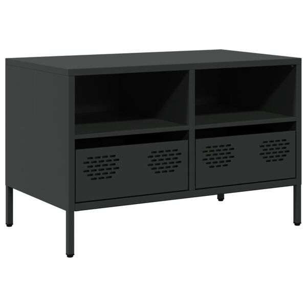 vidaXL TV Cabinet Black Cold-rolled steel Medium Adjustable Feet