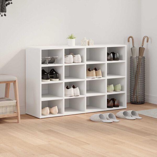 vidaXL Shoe Cabinet White 40.55 x 11.81 x 26.38 in Engineered Wood