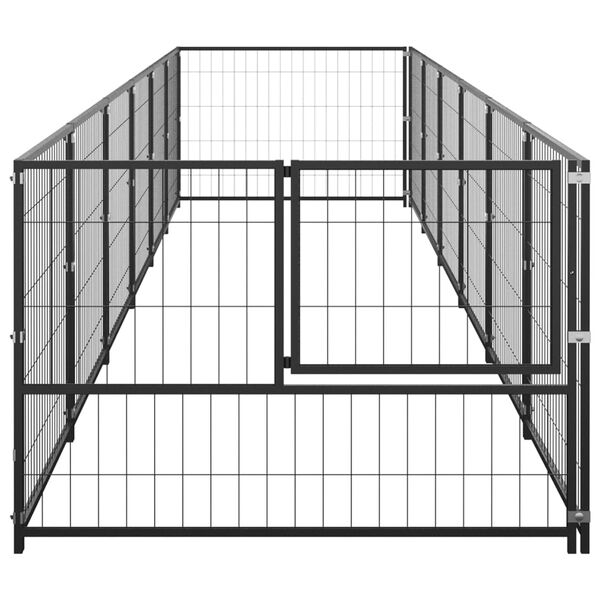vidaXL Dog Kennel Black Steel Extra Large Durable Dog Kennel