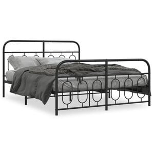 vidaXL Bed Frame Black Steel Full Bed Frame Rectangular Modern