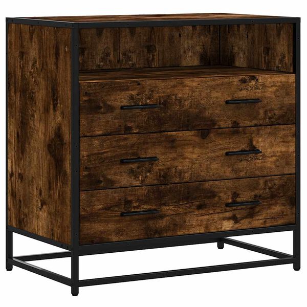 vidaXL Drawer Cabinet Smoked Oak Engineered Wood, Metal Medium