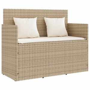 vidaXL Garden Bench Beige Poly Rattan and Steel Standard Garden Bench