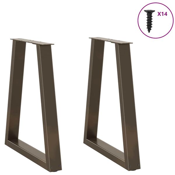 vidaXL Dining Table Leg Set of 2 Natural steel Powder-coated steel