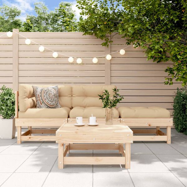 vidaXL Garden Lounge Set Beige Solid pine wood Medium Modular