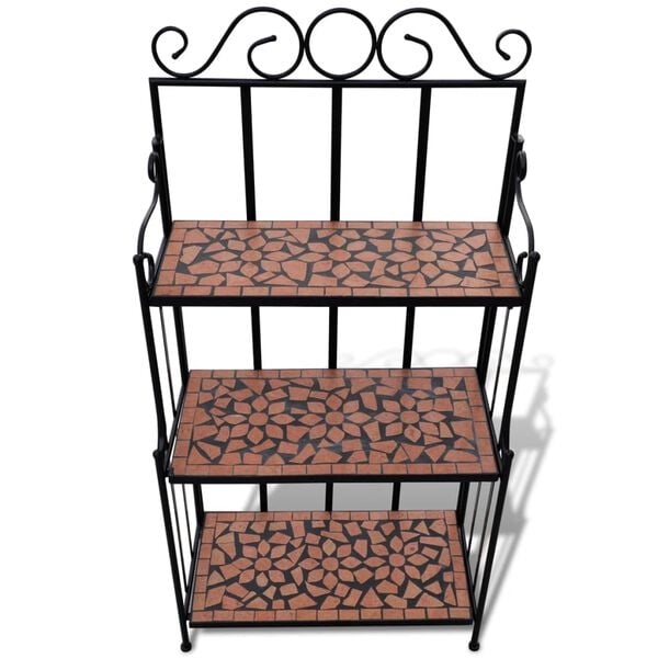 vidaXL Plant Stand Terracotta and black Iron and ceramic