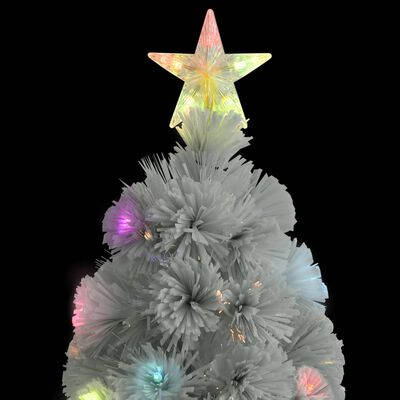 vidaXL Artificial Christmas Tree with LED White 5 ft Fiber Optic