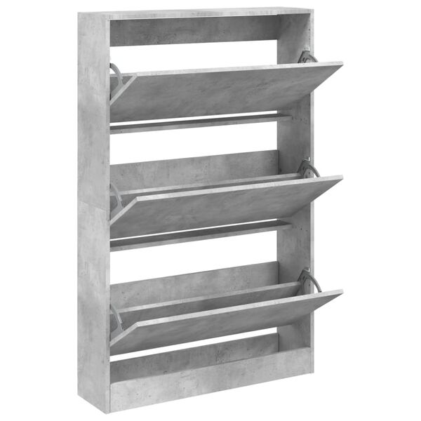 vidaXL Shoe Cabinet Concrete grey Engineered wood 31.5 in wide, compact