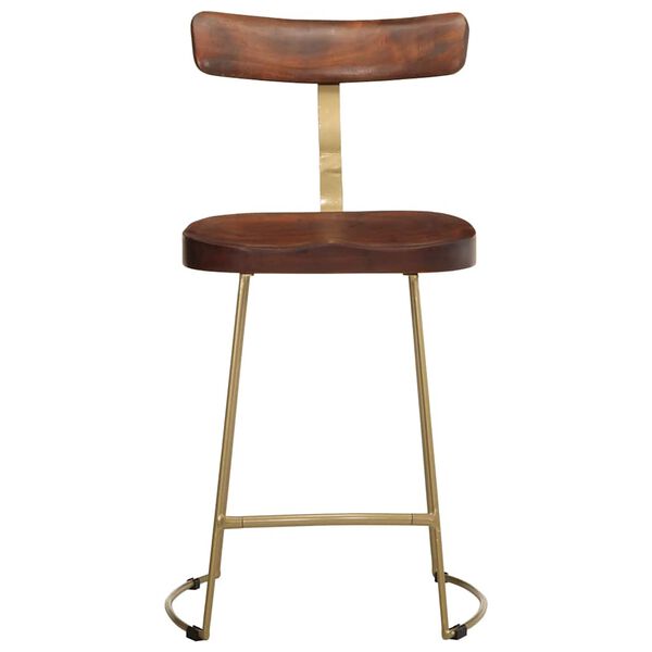 vidaXL Bar Stool Set of 2 Brown Solid Mango Wood, Iron Standard
