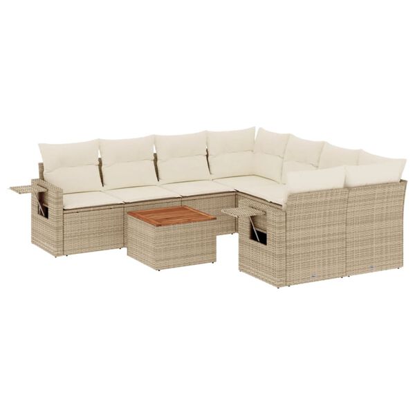 vidaXL Garden Sofa Set Beige PE rattan Large Modular Garden Sofa Set