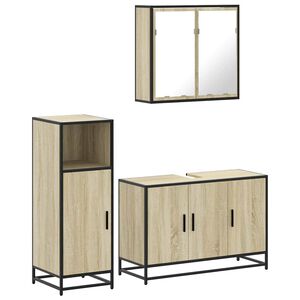 vidaXL Bathroom Furniture Set Sonoma Oak Engineered wood, metal, glass