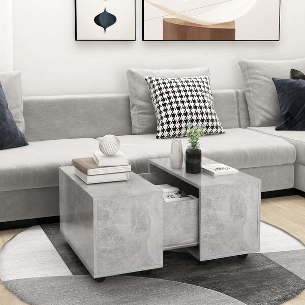 vidaXL Coffee Table Concrete Grey Engineered Wood Medium Extendable