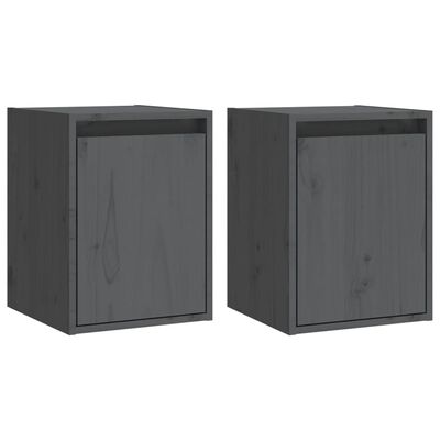 vidaXL Wall Cabinets 2pcs Gray 11.8"x11.8"x15.7" Solid Wood Pine