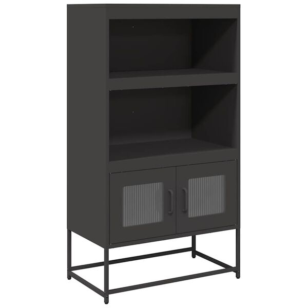 vidaXL Highboard Black Cold-Rolled Steel Tall Cabinet Rectangular