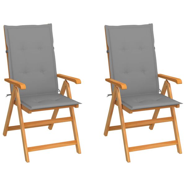 vidaXL Garden Chair Set of 2 Teak wood Fine sanded teak wood Medium