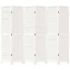 vidaXL Room Divider 6 Panels White Solid Wood Paulownia