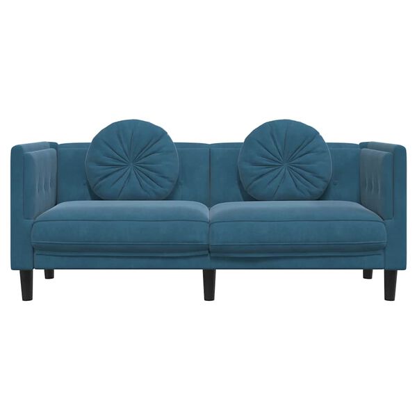 vidaXL Sofa Blue Velvet (100% polyester), plywood, solid wood 2-Seater